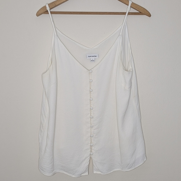 Frank And Oak Women's Large Cream Button-Front Camisole Tank Top - Picture 1 of 9
